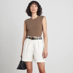 WHO WHAT WEAR RUE LINEN-BLEND SHORTS